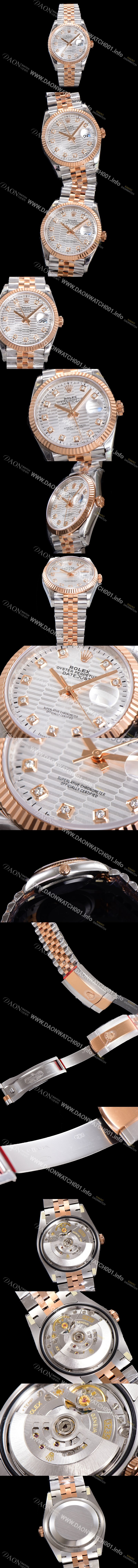 레플리카 [로렉스] 남성용 904L스틸!! 2023신형 데이져스트 36mm II m126231 !! 로즈골드 실버 다이얼 브레이슬릿 신형 Cal.3235 오토매틱 무브먼트 ROL19324