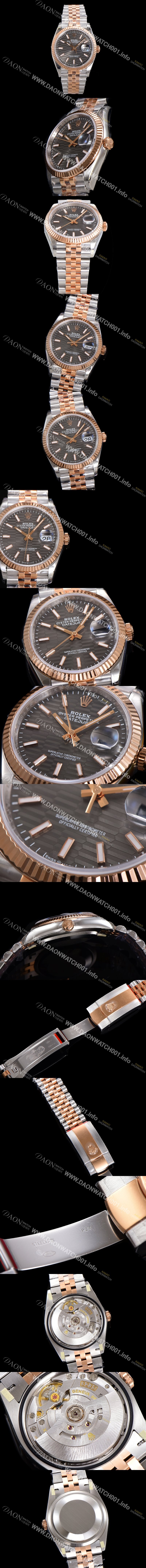 레플리카 [로렉스] 남성용 904L스틸!! 2023신형 데이져스트 36mm II m126231 !! 로즈골드 그레이 다이얼 브레이슬릿 신형 Cal.3235 오토매틱 무브먼트 ROL19326