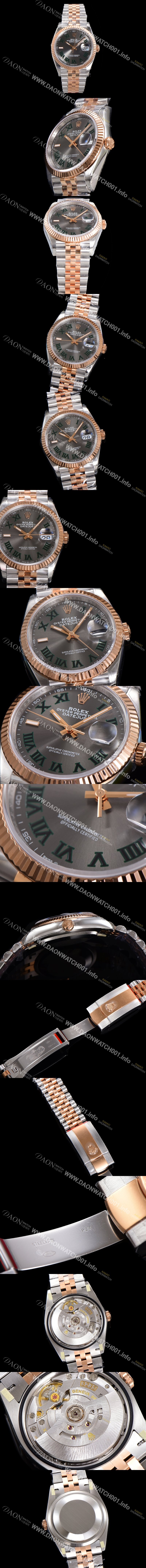 레플리카 [로렉스] 남성용 904L스틸!! 2023신형 데이져스트 36mm II m126231 !! 로즈골드 그레이 다이얼 브레이슬릿 신형 Cal.3235 오토매틱 무브먼트 ROL19327