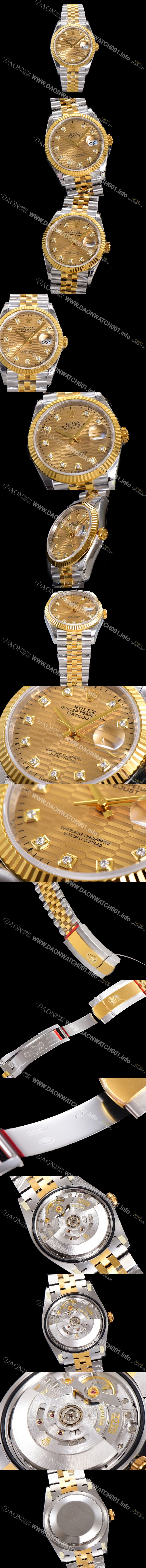 레플리카 [로렉스] 남성용 904L스틸!! 2023신형 데이져스트 36mm II M126233 !! 18K 옐로골드 골드다이얼 브레이슬릿 신형 Cal.3235 오토매틱 무브먼트 ROL29322