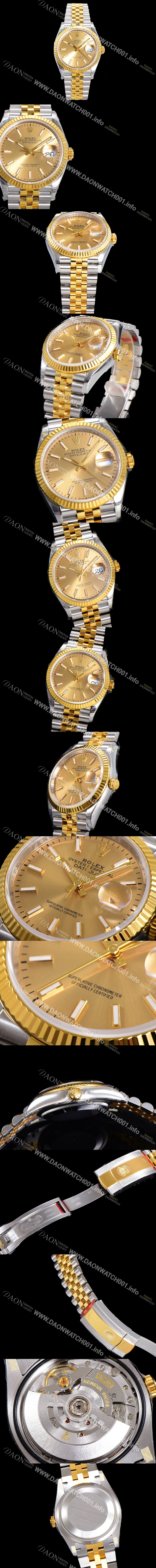 레플리카 [로렉스] 남성용 904L스틸!! 2023신형 데이져스트 36mm II m126233-0015 !! 18K 옐로골드 골드다이얼 브레이슬릿 신형 Cal.3235 오토매틱 무브먼트 ROL29323