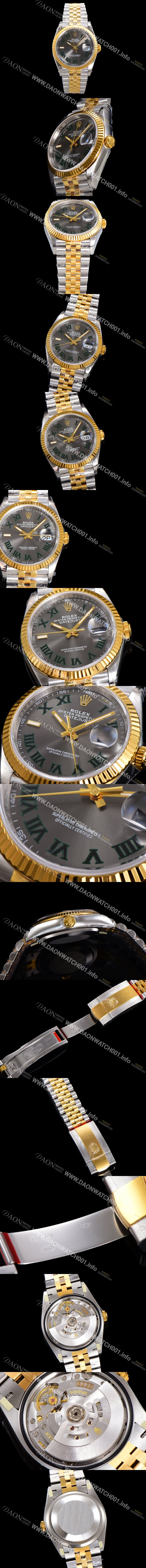 레플리카 [로렉스] 남성용 904L스틸!! 2023신형 데이져스트 36mm II m126233-0015 !! 18K 옐로골드 그레이다이얼 브레이슬릿 신형 Cal.3235 오토매틱 무브먼트 ROL29324