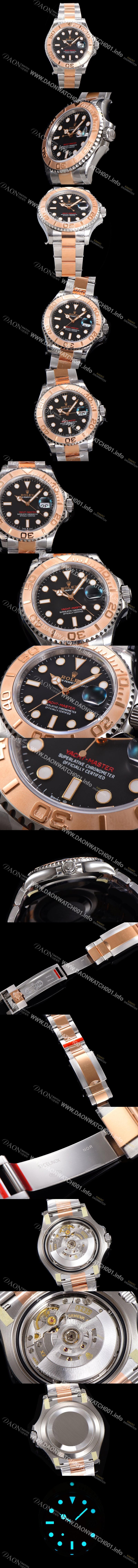 레플리카 [로렉스] 남성용 2022신형! 요트마스터 로즈골드 m126622 투톤콤비 40미리 Cal.3235 오토매틱 무브먼트 블랙 다이얼 ROL35156