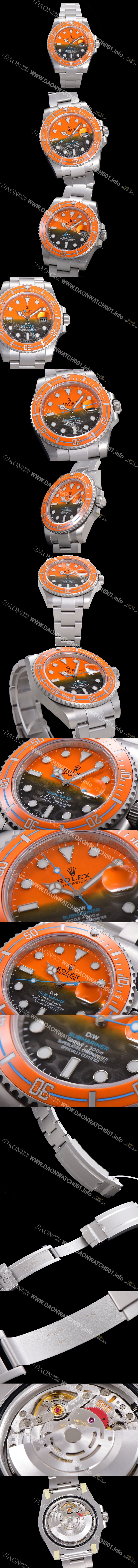 레플리카 [로렉스] 남성용 신형 케이스 업그레이드 러스털러스 스틸 재질 ! 40mm서브마리너 오토매틱 Cal.3135 오렌지 블랙 콜라보 다이얼 rol49207
