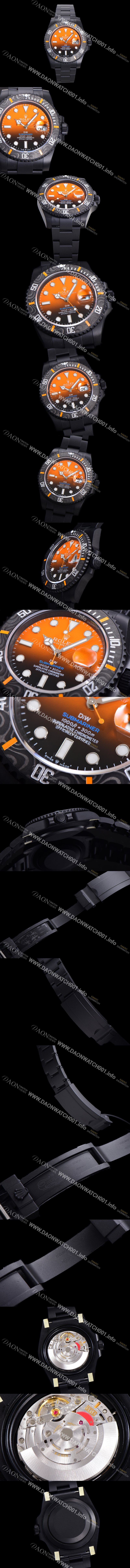 레플리카 [로렉스] 남성용 904L스틸!! 서브마리너 40mm 카본베젤 오토매틱 Cal.3135 오렌지 블랙 콜라보 다이얼 rol49210
