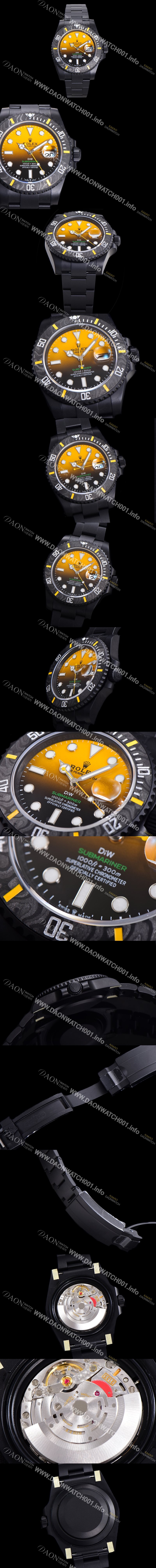 레플리카 [로렉스] 남성용 904L스틸!! 서브마리너 40mm 카본베젤 오토매틱 Cal.3135 옐로우 블랙 콜라보 다이얼 rol49211