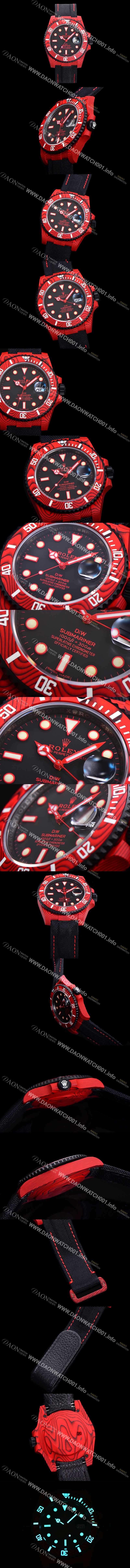 레플리카 [로렉스] 남성용 서브마리너 41mm 리얼레드 포지드카본 오토매틱 Cal.3135 블랙 다이얼 rol49213