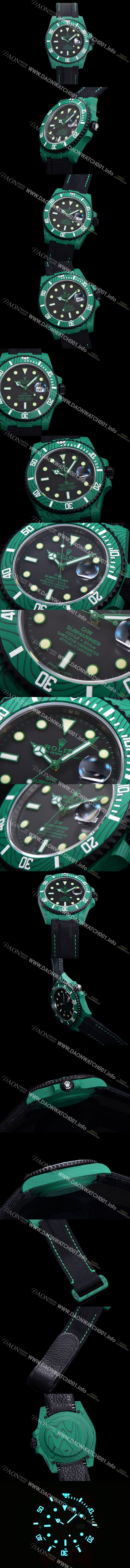 레플리카 [로렉스] 남성용 서브마리너 41mm 리얼그린 포지드카본 오토매틱 Cal.3135 블랙 다이얼 rol49214