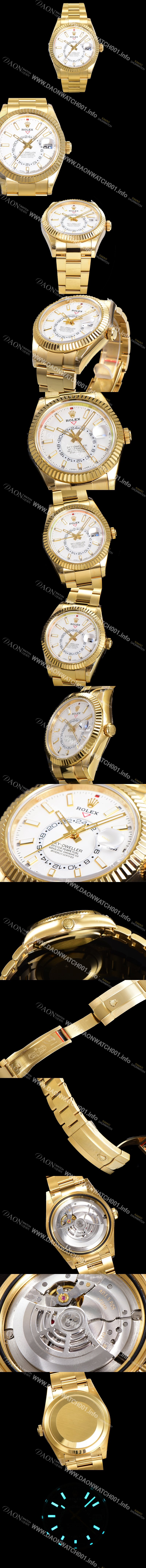 레플리카  [로렉스] 남성용 스카이더웰러 오이스터 퍼페츄얼 오토매틱 Cal.9001타입 42미리 18K 옐루골드 화이트다이얼 rol5130