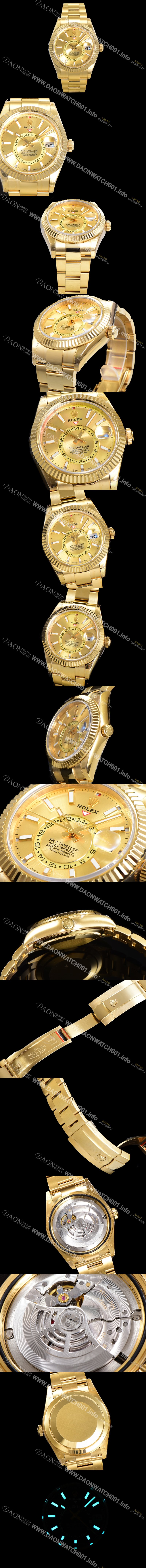 레플리카  [로렉스] 남성용 스카이더웰러 오이스터 퍼페츄얼 오토매틱 Cal.9001타입 42미리 18K 옐루골드 골드다이얼 rol5292