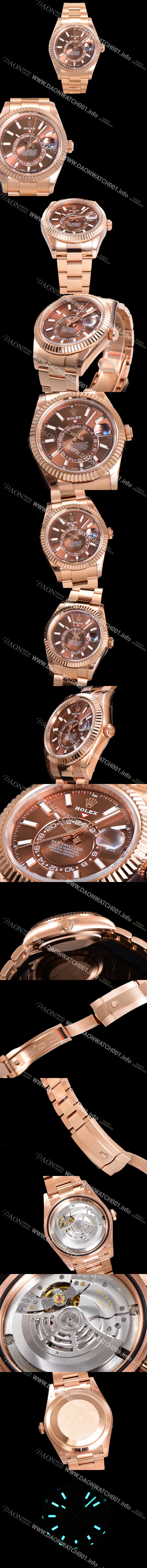 레플리카  [로렉스] 남성용 스카이더웰러 오이스터 퍼페츄얼 오토매틱 Cal.9001타입 42미리 18K 로즈골드 브라운 다이얼 rol5294
