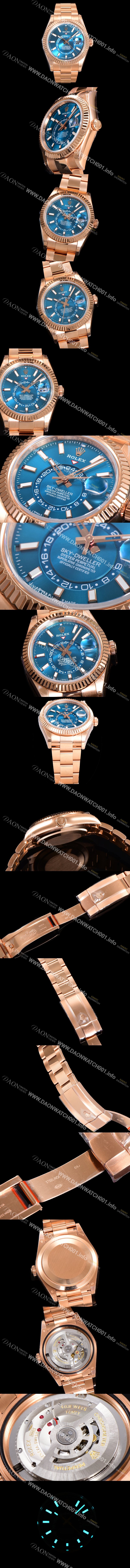 레플리카  [로렉스] 남성용 스카이더웰러 오이스터 퍼페츄얼 오토매틱 Cal.9001타입 42미리 18K 로즈골드 블루 다이얼 rol5296