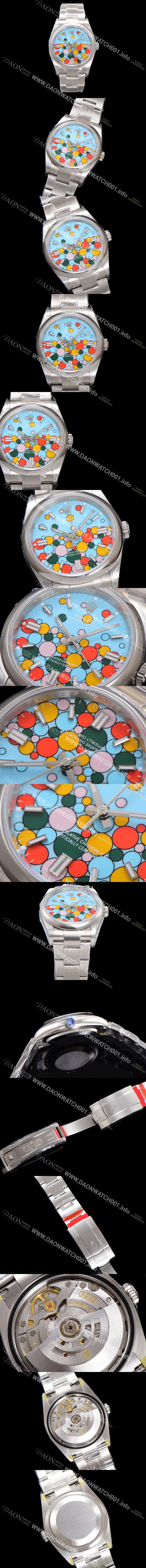 레플리카 [로렉스] 남성용 904스틸 오이스터 m126000-0009 퍼페추얼 36mm 오토매틱 Cal.3230 타입 터콰이즈 블루 다이얼 rol5307