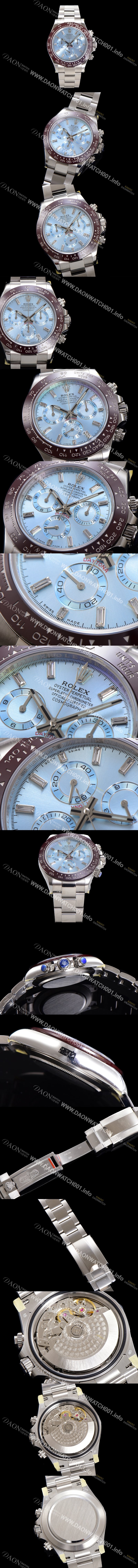레플리카 [로렉스] 남성용 코스모그래프 데이토나 플래티넘 m116506-0002 세라믹 베젤 40mm 크로노그래프 7750 오토매틱 무브먼트 아이스 블루 다이얼 rol5322