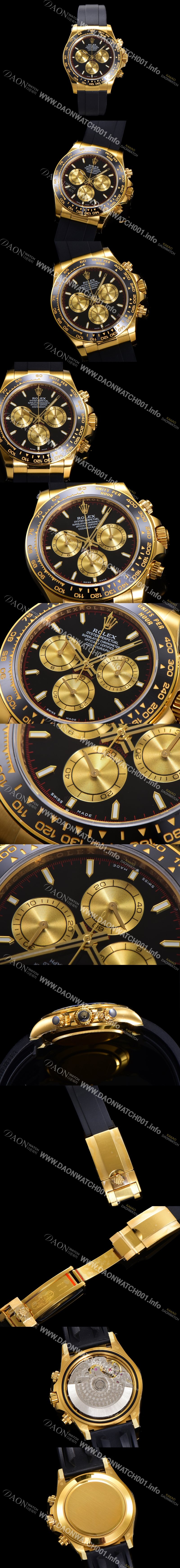 레플리카 [로렉스] 남성용 코스모그래프 데이토나 m126518ln-0004 세라믹 베젤 18K 옐로우골드 40mm 크로노그래프 7750 오토매틱 무브먼트 블랙 다이얼 rol5329