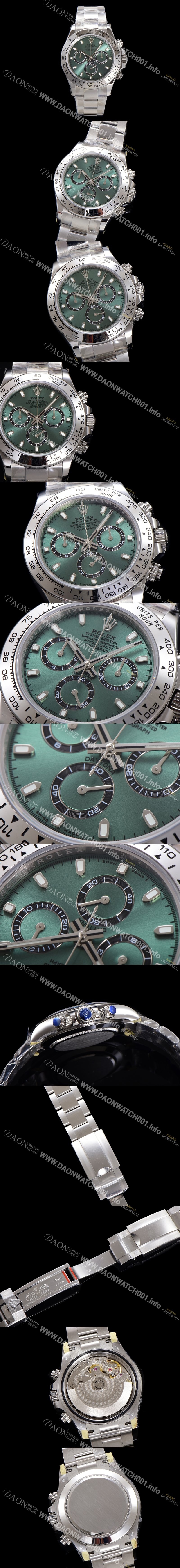 레플리카 [로렉스] 남성용 코스모그래프 데이토나 40mm 크로노그래프 7750 오토매틱 무브먼트 그린 다이얼 rol5339