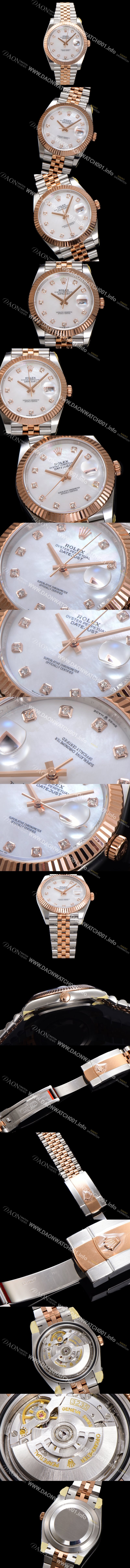 레플리카 [로렉스] 남성용 데이저스트II m126331 18K 로즈골드 41mm 오토매틱 Cal.3235 무브먼트 화이트/자개 다이얼 rol5353