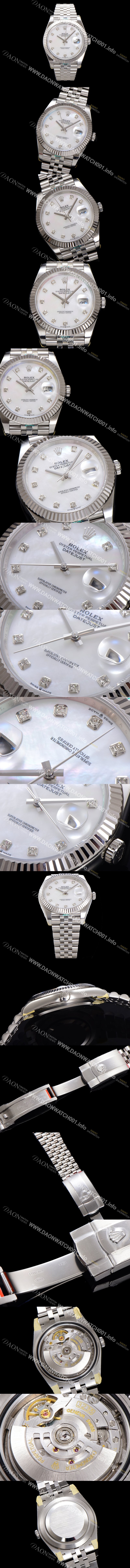 레플리카 [로렉스] 남성용 데이저스트II m126334 41mm 오토매틱 Cal.3235 무브먼트 화이트/자개 다이얼 rol5355