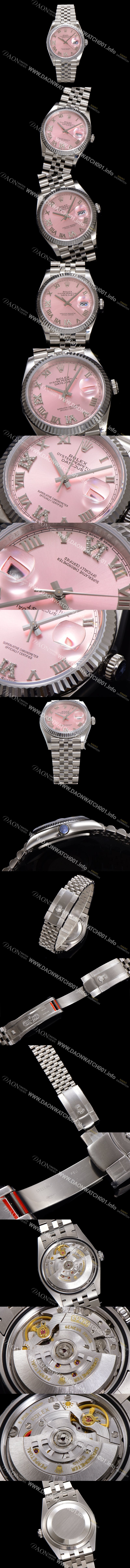 레플리카 [로렉스] 남성용 데이저스트 m126234 로마인덱스 36mm 오토매틱 Cal.3235 무브먼트 핑크 다이얼 rol5358