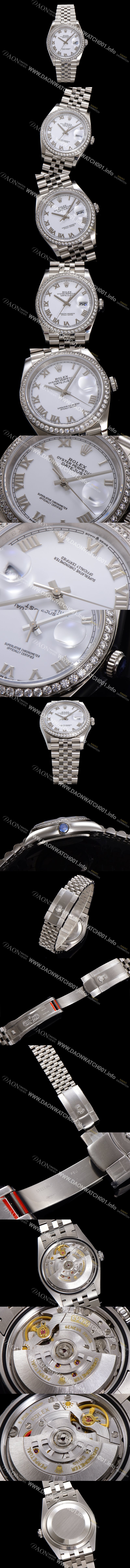 레플리카 [로렉스] 남성용 데이저스트 m126234 로마인덱스 36mm 보석/큐빅 오토매틱 Cal.3235 무브먼트 화이트 다이얼 rol5360