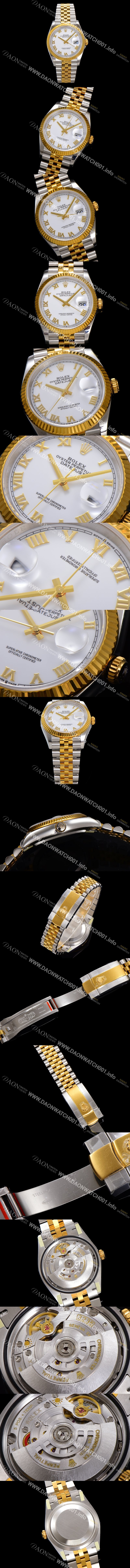 레플리카 [로렉스] 남성용 데이저스트 m126233 18K 옐로우골드 로마인덱스 36mm 오토매틱 Cal.3235 무브먼트 화이트 다이얼 rol5365
