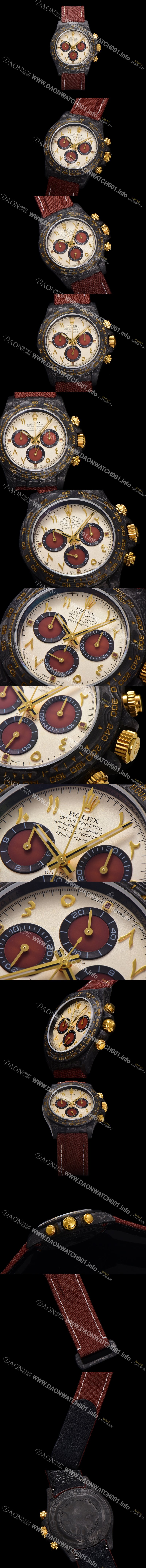 레플리카 [로렉스]남성용 데이토나 포지드카본 커스텀 40미리 크로노그래프 오토매틱 Cal.4130 무브먼트 샴페인 다이얼 rol5367