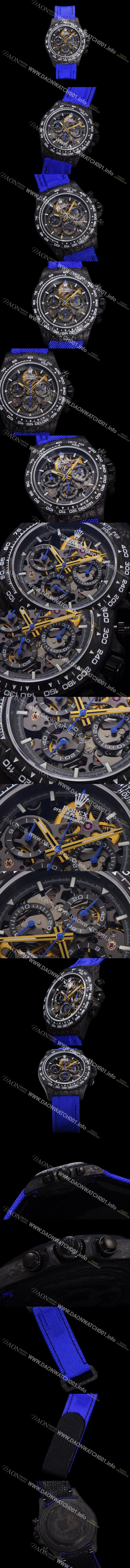 레플리카 [로렉스]남성용 데이토나 포지드카본 40mm 크로노그래프 오토매틱 Cal.4130 무브먼트 스켈레톤 다이얼 rol5369