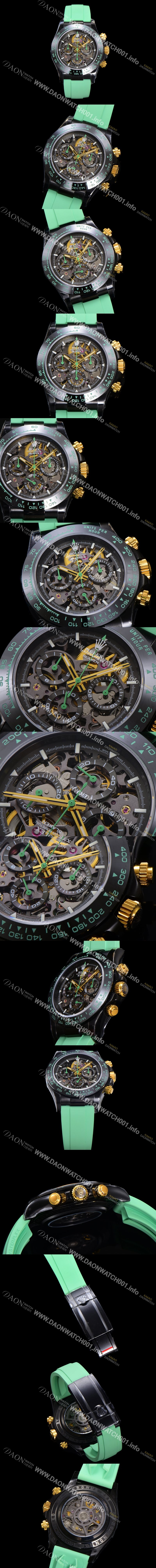 레플리카 [로렉스]남성용 데이토나 세라믹 베젤 40mm 크로노그래프 오토매틱 Cal.4130 무브먼트 스켈레톤 다이얼 rol5376