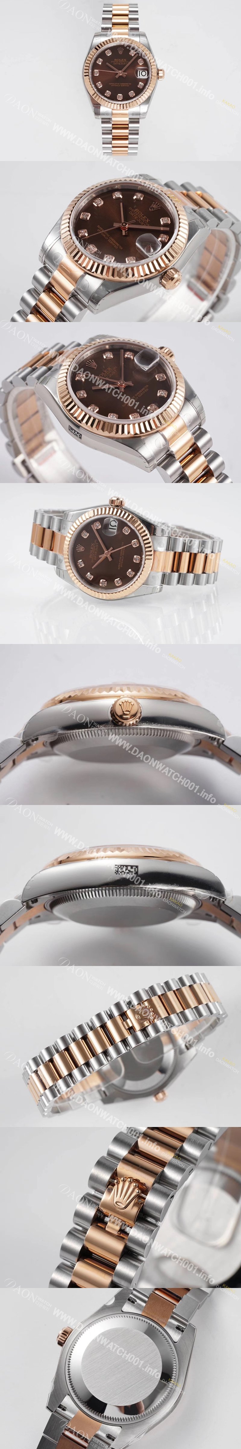 레플리카 [로렉스] 여성용 데이져스트 178271 플루티드 18k 로즈골드 31mm 오이스터 오토매틱 2236타입 브라운 다이얼 rol5442
