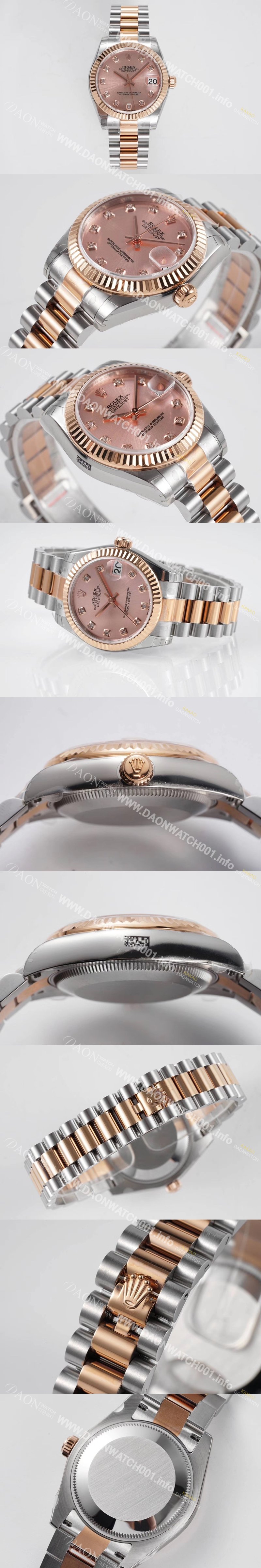 레플리카 [로렉스] 여성용 데이져스트 178271 플루티드 18k 로즈골드 31mm 오이스터 오토매틱 2236타입 핑크 다이얼 rol5443