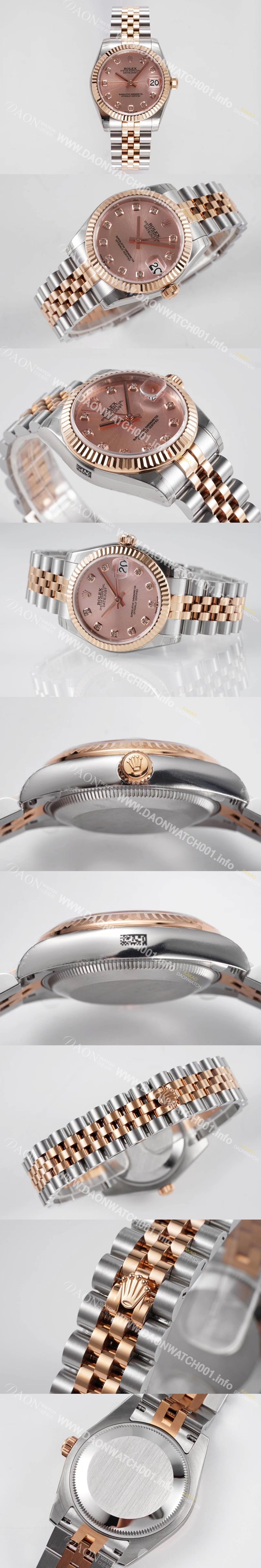 레플리카 [로렉스] 여성용 데이져스트 178271 플루티드 18k 로즈골드 31mm 쥬빌레 오토매틱 2236타입 핑크 다이얼 rol5444