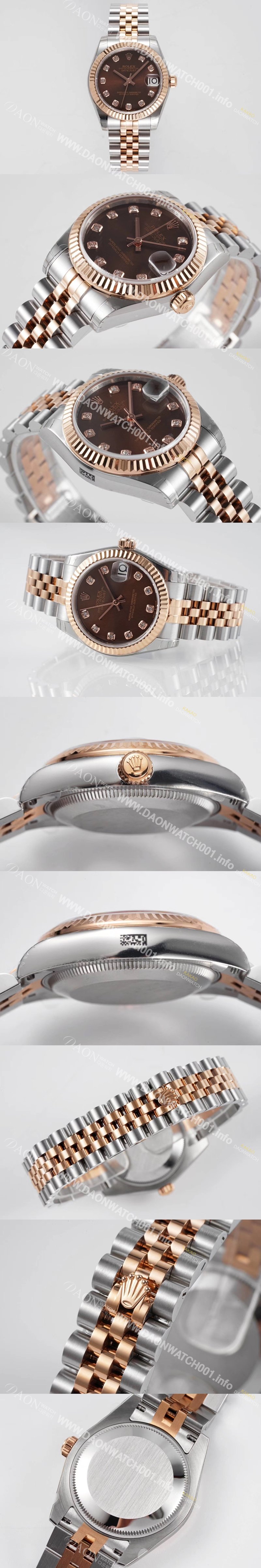 레플리카 [로렉스] 여성용 데이져스트 178271 플루티드 18k 로즈골드 31mm 쥬빌레 오토매틱 2236타입 브라운 다이얼 rol5445