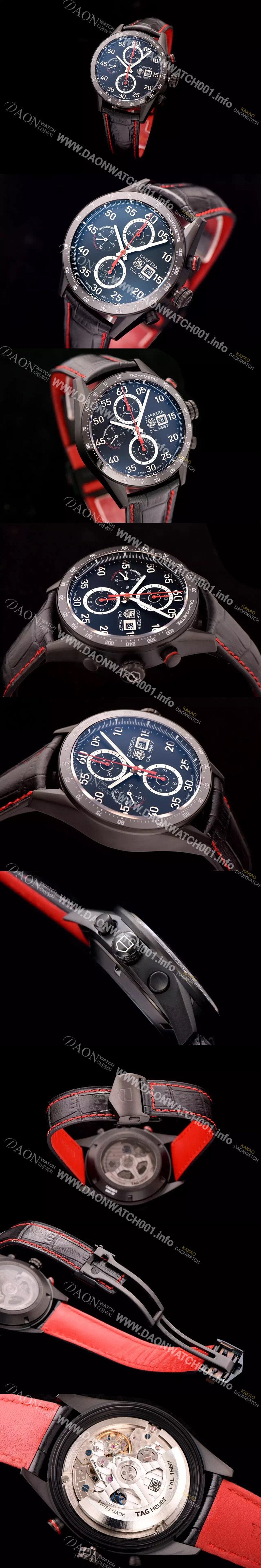 레플리카 [태그호이어] 남성용 까레라 칼리버 1887 세라믹 베젤 블랙 다이얼 TAG4205