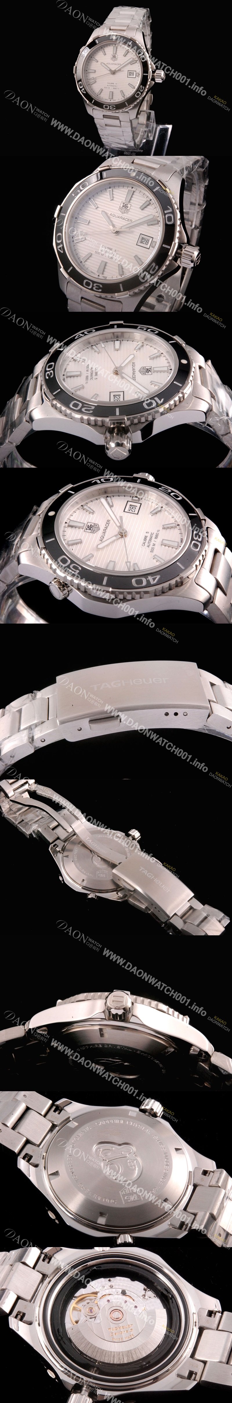 레플리카 [태그호이어] 남성용 아쿠아레이서 오토매틱 500메터 칼리버 5 화이트다이얼 TAG0405