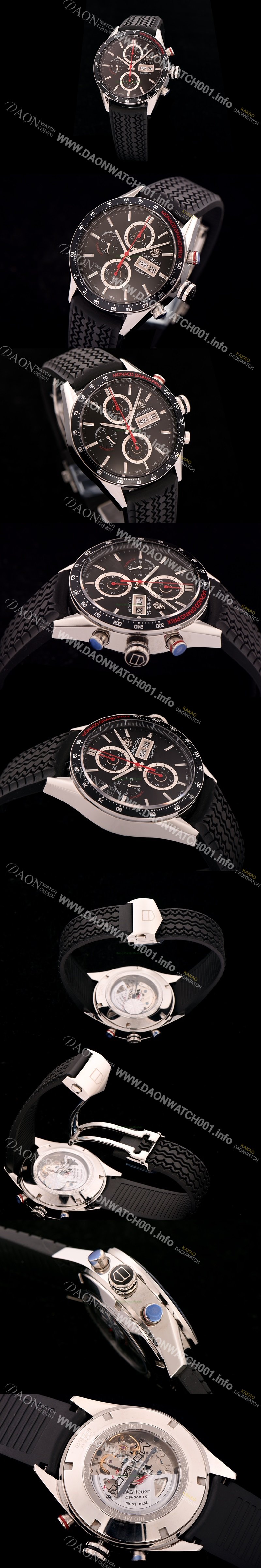 레플리카 [태그호이어] 남성용 까레라 칼리버 16 크로노그래프 블랙다이얼 TAG0425