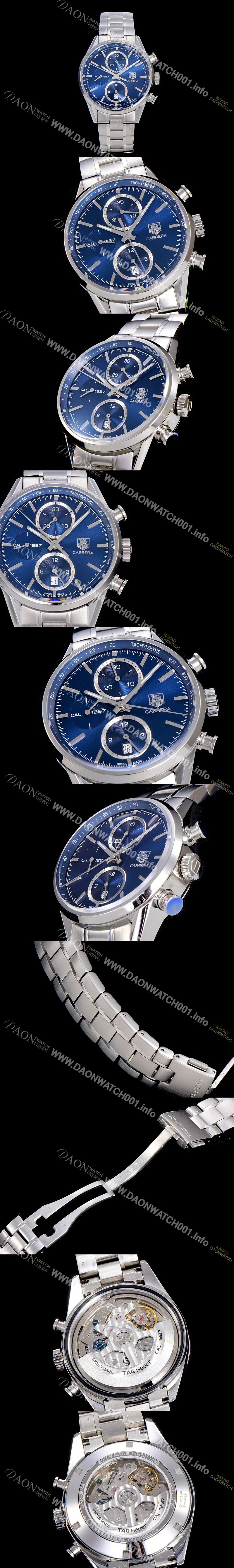레플리카 [태그호이어] 남성용 까레라 칼리버 1887 크로노그래프 블루 다이얼 7750 오토매틱 TAG0400