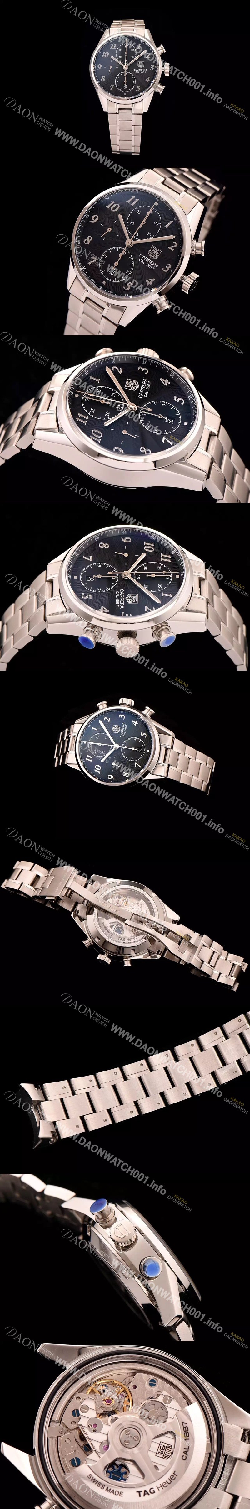 레플리카 [태그호이어] 남성용 까레라 1887 오토매틱 크로노 그래프 블랙 다이얼 TAG0220