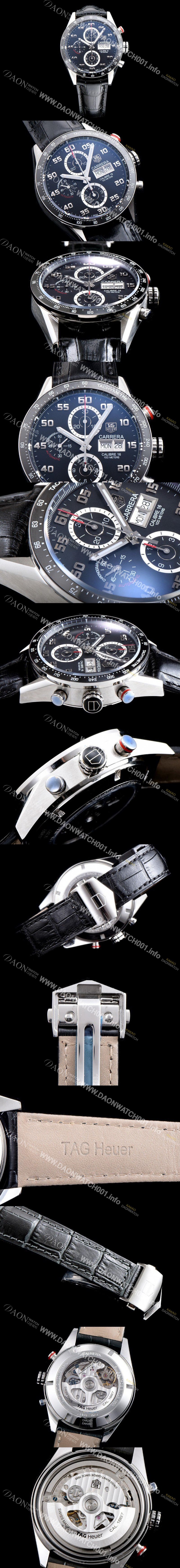 레플리카 [태그호이어] 남성용 TOP Grade Quality 까레라 크로노그래프 오토매틱 타키메터 블랙다이얼 TAG0103