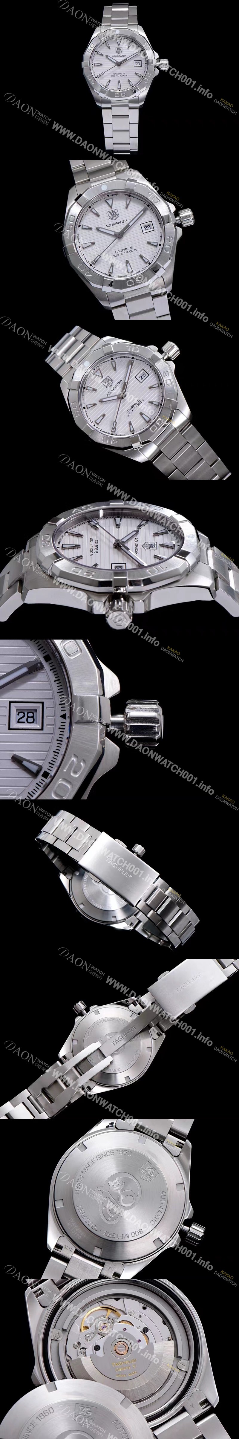 레플리카 [태그호이어] 남성용 아쿠아레이서 WAY2111.BA0928 워치 화이트 다이얼 오토매틱 무브먼트 TAG0145