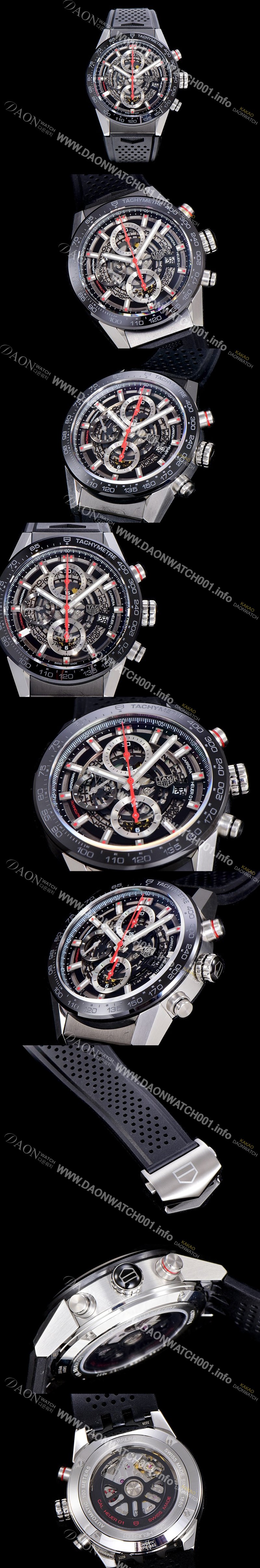 레플리카 [태그호이어]남성용 신상품출시!! 까레라 칼리버 크로노그래프 오토매틱 45mm 블랙다이얼 TAG65464