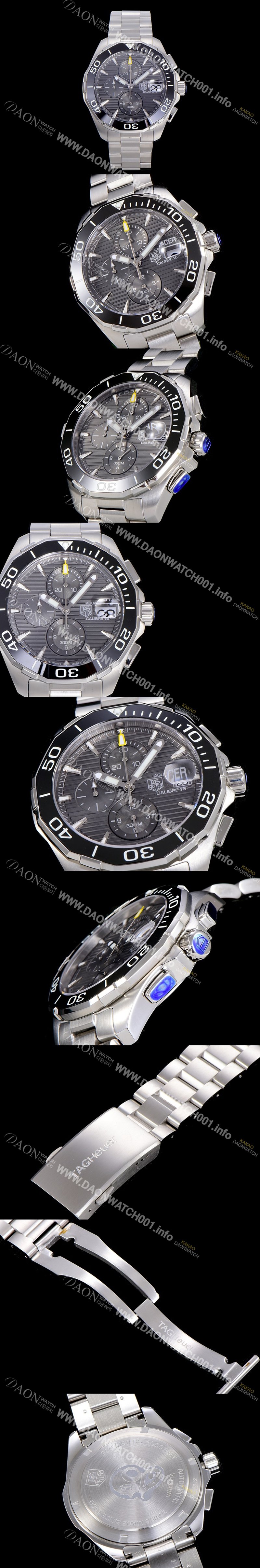 레플리카 [태그호이어]남성용 아쿠아레이서 크로노그래프 43미리 쿼츠시계 그레이다이얼 TAG61888