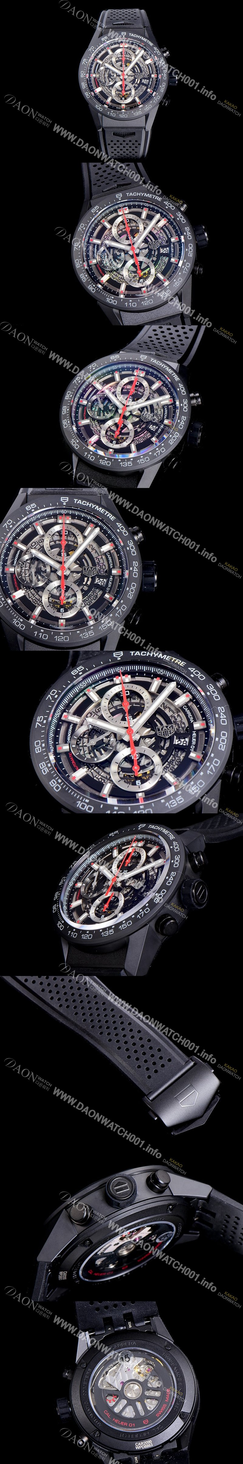 레플리카 [태그호이어]남성용 신상품출시!! 까레라 칼리버 크로노그래프 오토매틱 43mm 블랙다이얼 TAG36799