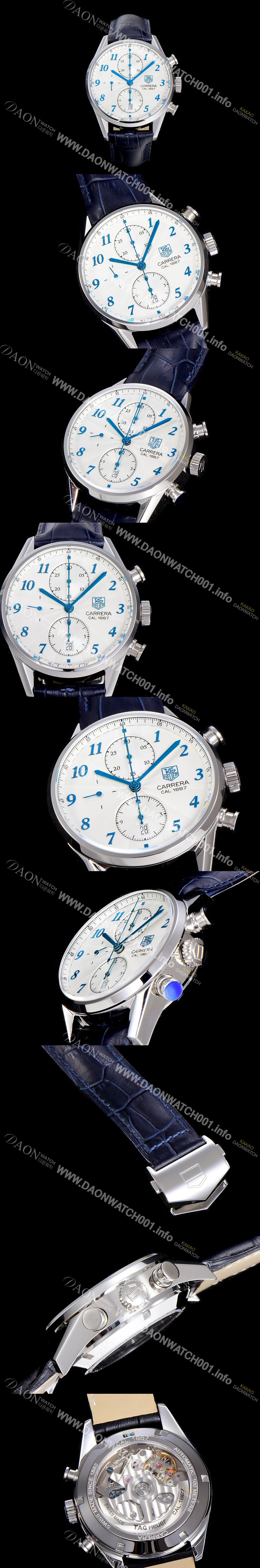 레플리카 [태그호이어] 남성용 까레라 1887 오토매틱 크로노 그래프 화이트 다이얼 TAG73832