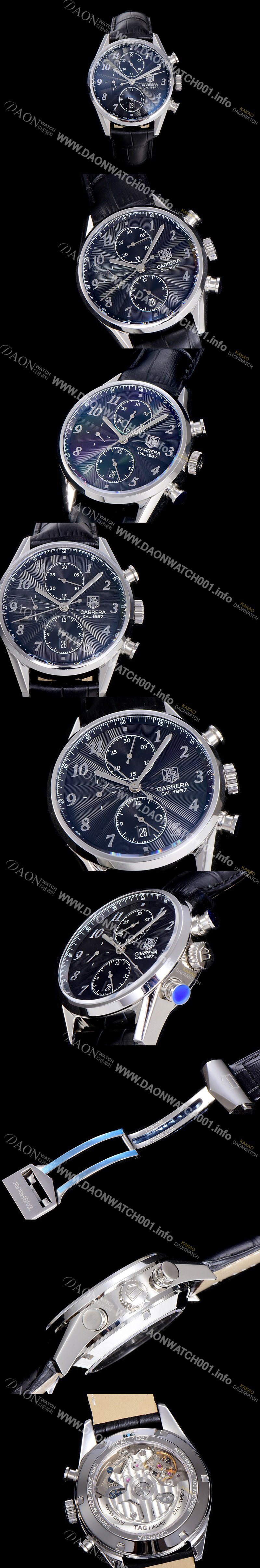 레플리카 [태그호이어] 남성용 까레라 1887 오토매틱 크로노 그래프 블랙 다이얼 TAG73859