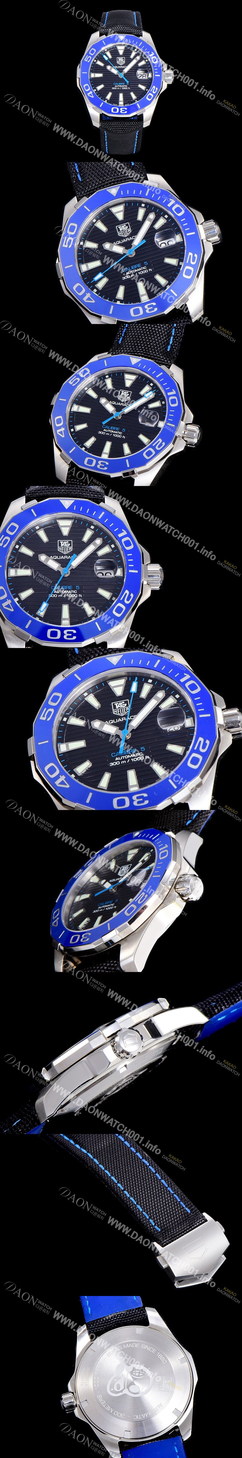 레플리카 [태그호이어] 남성용 아쿠아레이서 300M 블루 세라믹 베젤 A2824-2 오토매틱 블랙 다이얼 TAG73942