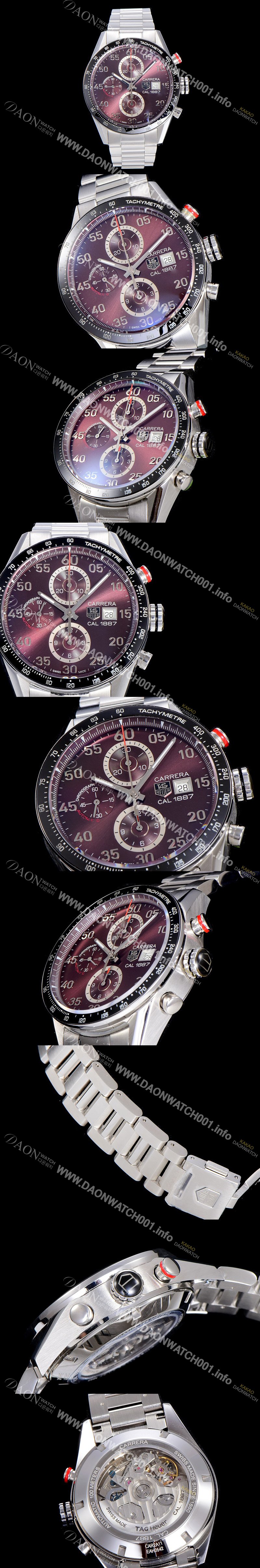 레플리카 [태그호이어] 남성용 까레라1887 베스트 최신버전 업그레이드형 V6사 CAR2A10.FC6235 크로노그래프 브라운 다이얼 오토매틱 무브먼트 TAG73951