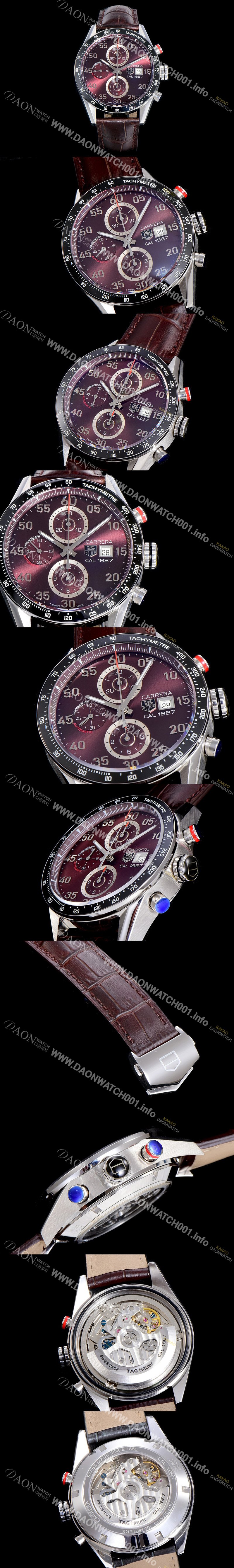 레플리카 [태그호이어] 남성용 까레라1887 베스트 최신버전 업그레이드형 V6사 CAR2A10.FC6235 크로노그래프 브라운 다이얼 오토매틱 무브먼트 TAG73969