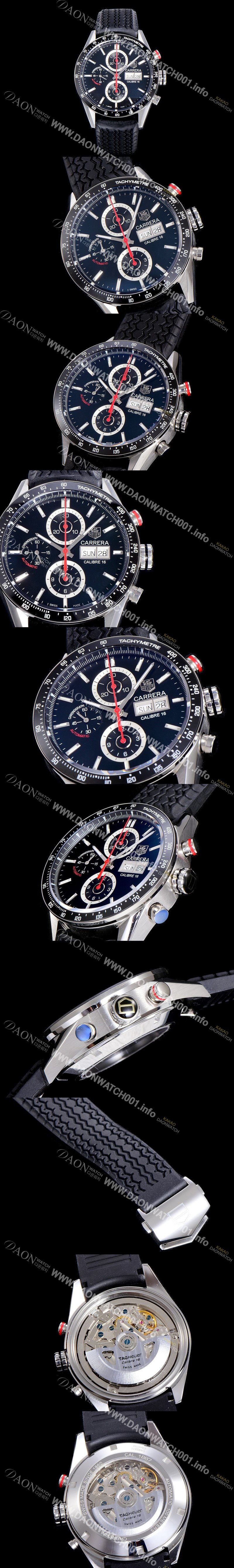 레플리카 [태그호이어] 남성용 까레라 칼리버 16 크로노그래프 블랙다이얼 TAG73987