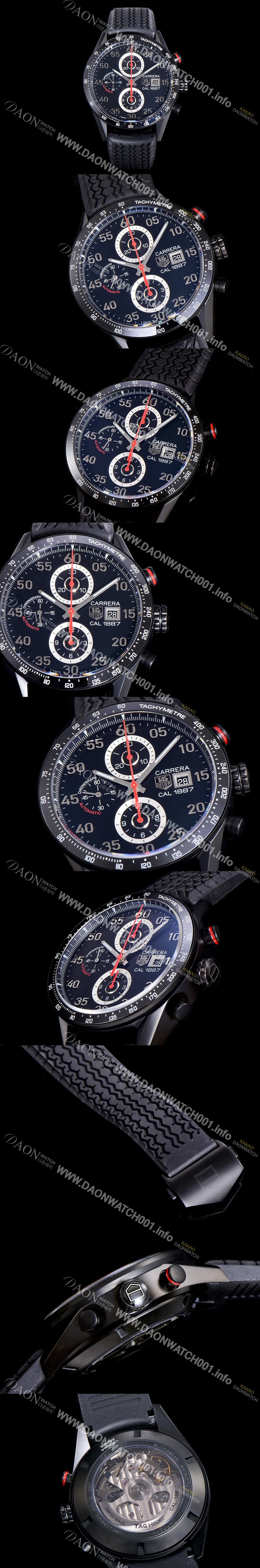 레플리카 [태그호이어] 남성용 까레라 칼리버 1887 세라믹 베젤 블랙 다이얼 TAG73996