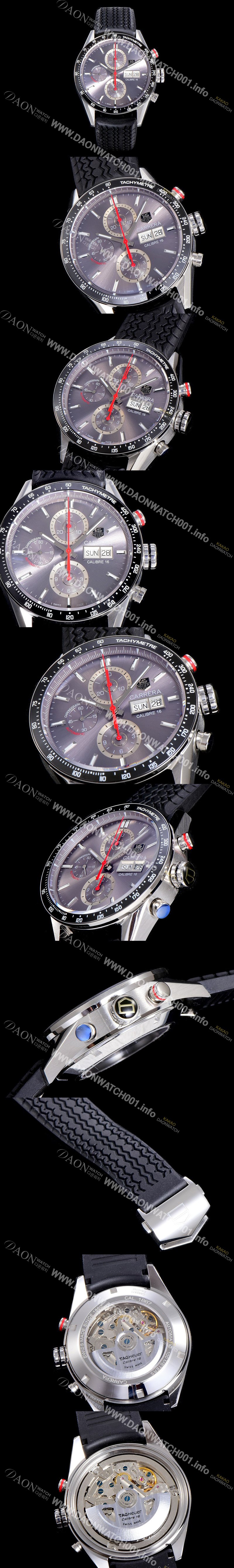 레플리카 [태그호이어]  남성용 까레라 칼리버 16 크로노그래프 그레이 다이얼 TAG74775